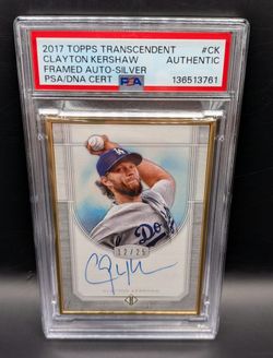 Clayton Kershaw 2017 Topps Transcendent Framed Auto Silver /25 #TCA-CK  PSA  Authentic