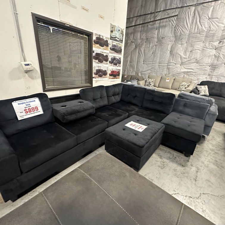 Sectional Sofa Reversible With Free Ottoman Brand New.$49 down same day delivery available 