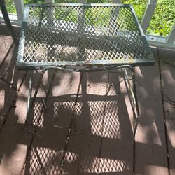 Vintage Outdoor Plant Stand Rusted Metal Table 