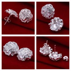 925k Sterling silver rose earrings