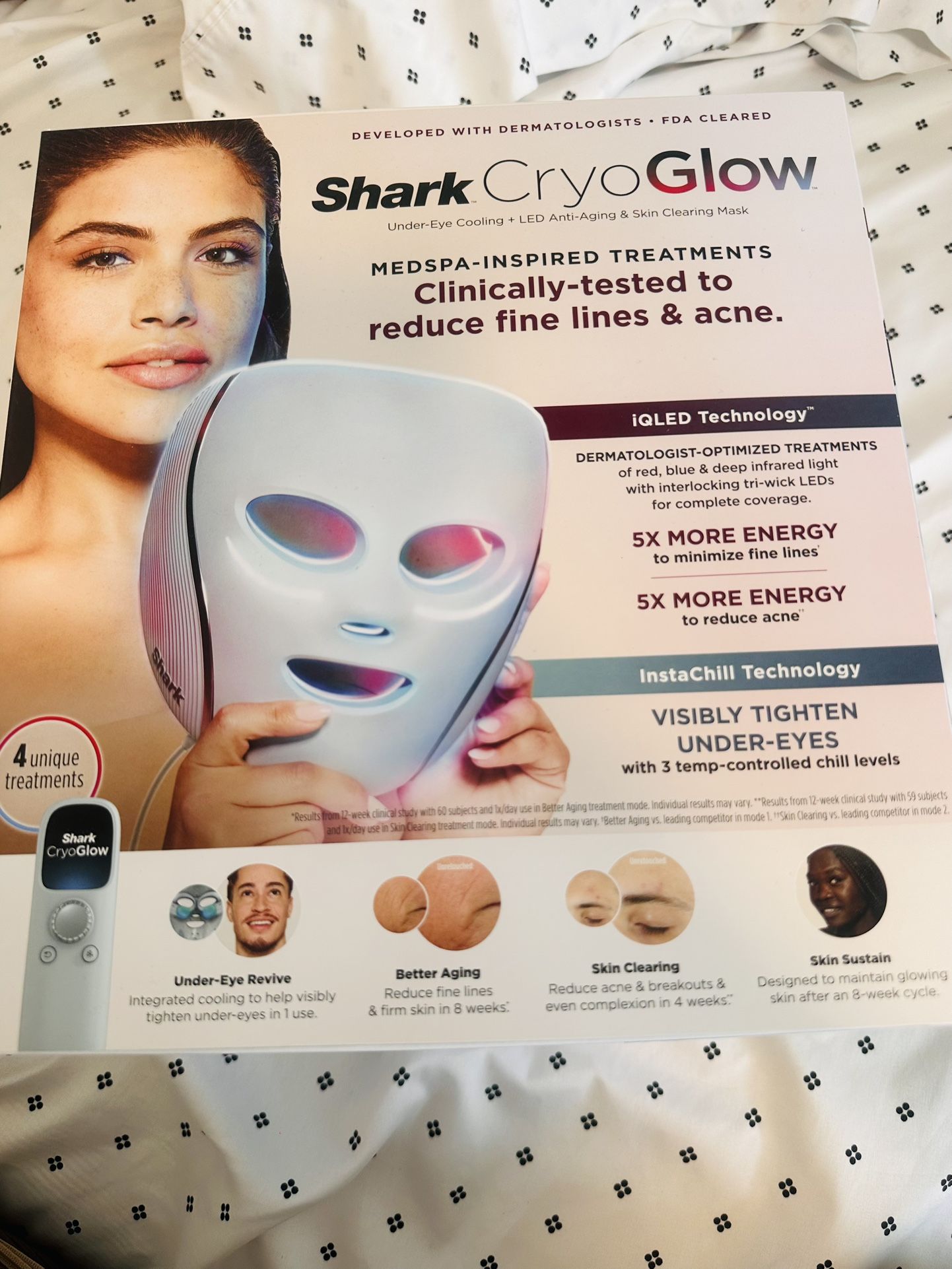 Shark CryoGlow LED + Under-Eye Cooling Face Mask — Brand New / Sealed