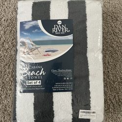 Dan River Cotton Beach Towels Set Of 4 Brand New 