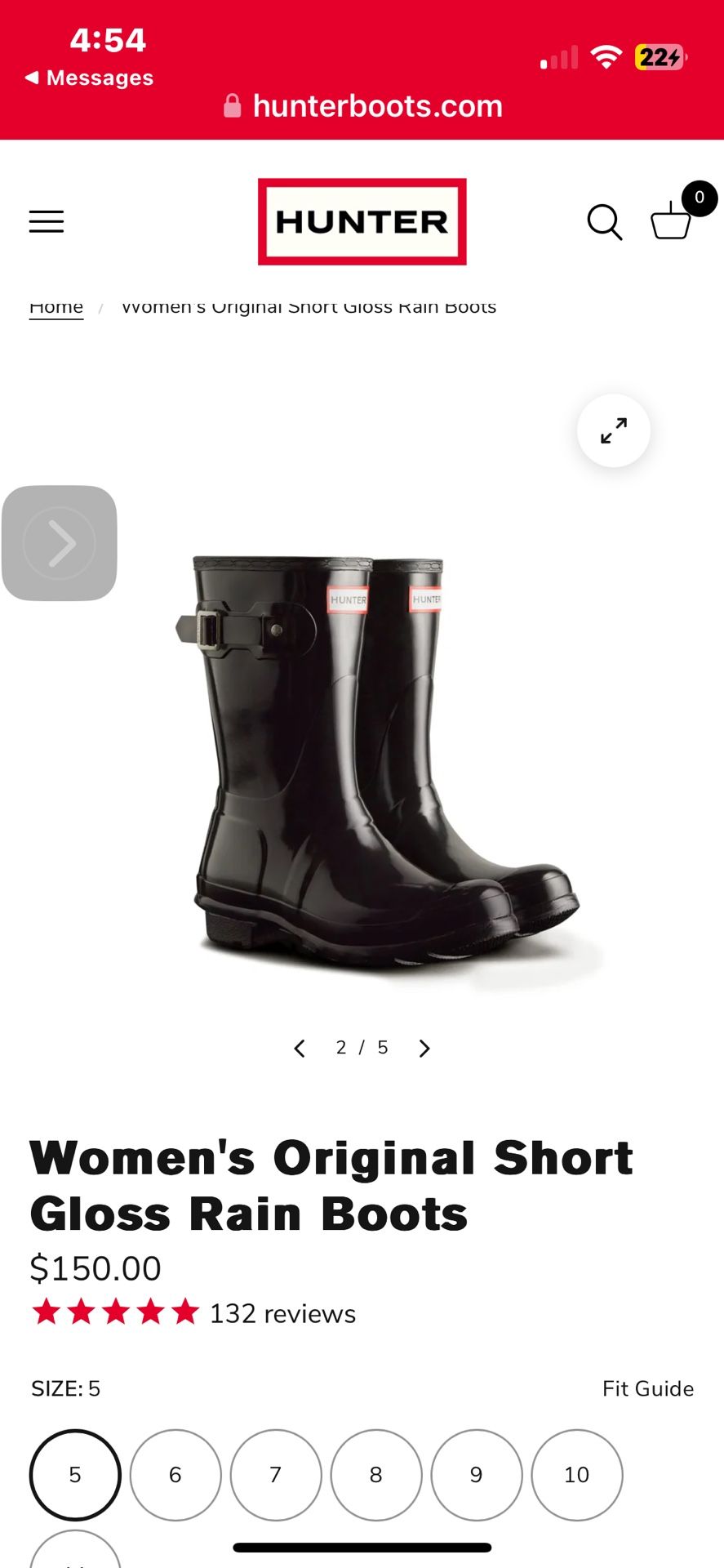 Women’s Hunter Boots With Box Size 10 