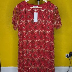 Women's Sequin Fringe 1920 Short Prom Dress Sequins Art Deco Cocktail Gatsby Party Dress with Short Sleeve