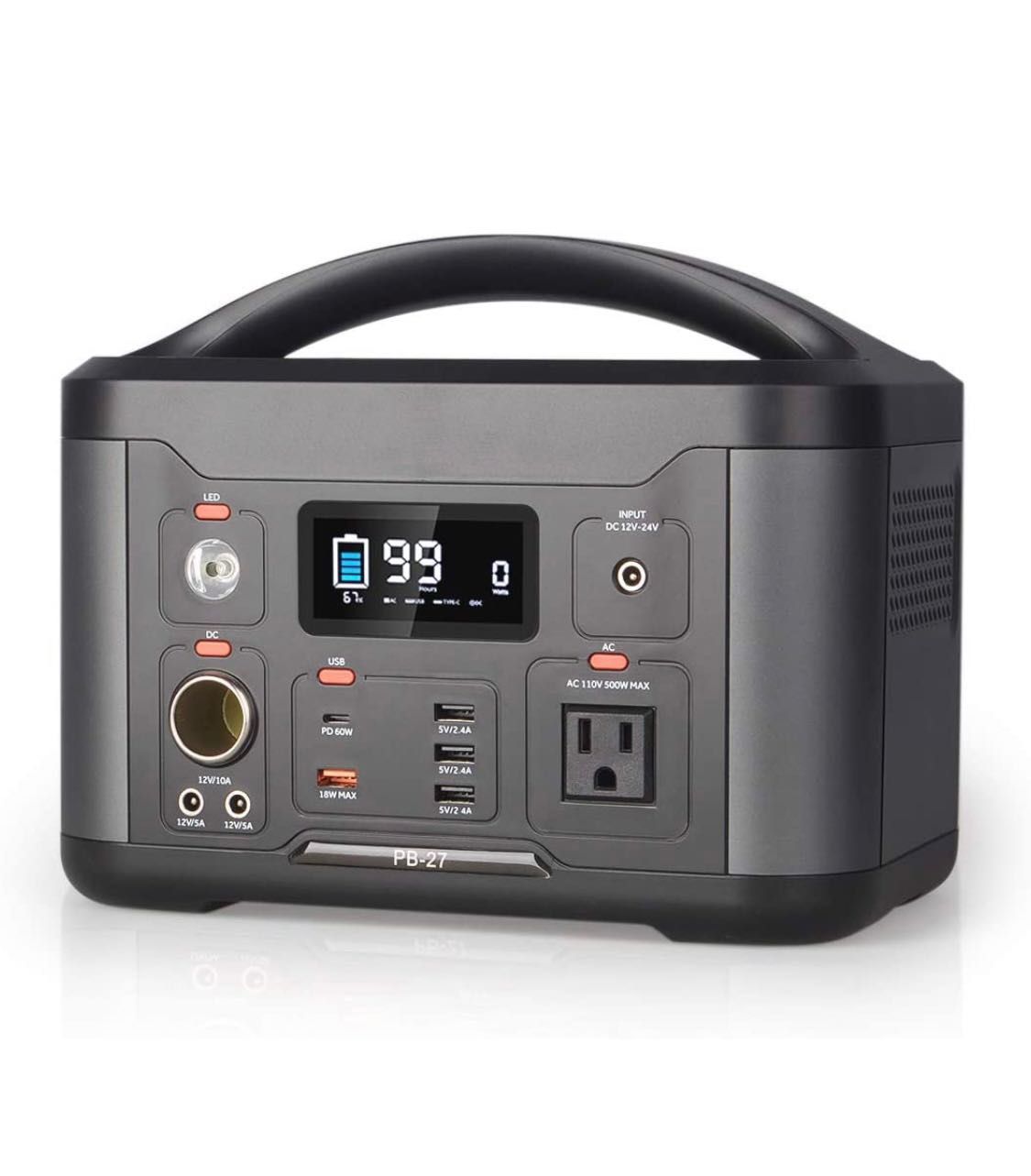 「Limited time special sale 」 Portable Power Station, 501Wh Solar Generator, 500W (Peak 1000W) AC Outlet/DC/QC3.0 USB/Type-C, Quiet Backup Battery Powe