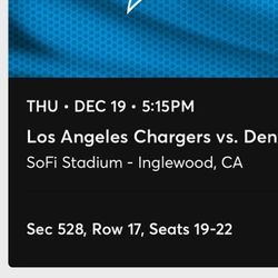 Chargers vs. Broncos Dec 19th