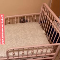 Toddler Metal Bed With Mattress 