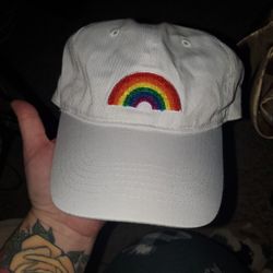 White Hat With Rainbow Accent
