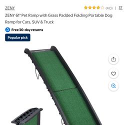 Pet Ramp with Grass Padded Folding 
