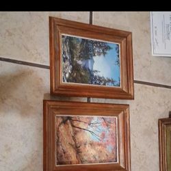 M.Caldwell Framed Realism Oil Painting Landscape Mountains Forest Autumn Set