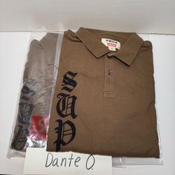 Supreme x The Great China Dragon Polo Sz M & L new brown