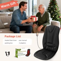 Heated Seat Covers with Fast Heat, Universal Seat Warmer for Home Office and More Use, Comfortable Full Back and Seat Cushion with 3 Heating Levels, W