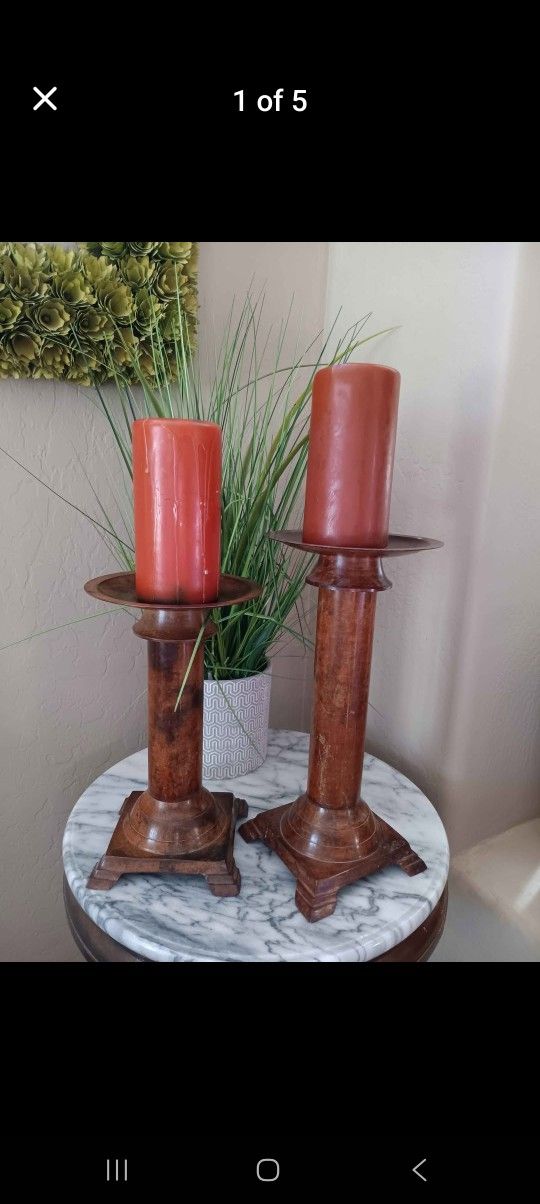 $5 Great Metal Candle Holders. 
12" and 10" Tall