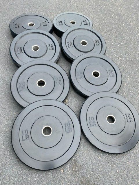 NEW Bumper Plates, Rubber Olympic Weights, Home Gym Weight Set, Folding Squat Rack, Adjustable FID Bench Press, Stall Mats, Rubber Flooring