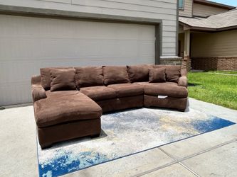 💲Brown Max Home Designer Sectional Couch | Clean | Delivery Available | Chaise Sofa