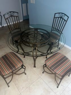 Glass Dining Table with 4 Chairs
