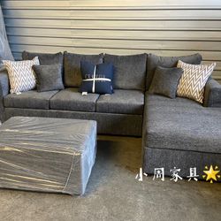 Brand New Medium Grey Couch Free Delivery Free Ottoman 