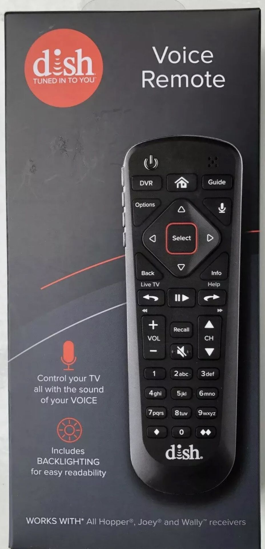 Dish 54.0 Voice Command Remote Control for Hopper, Joey and Wally