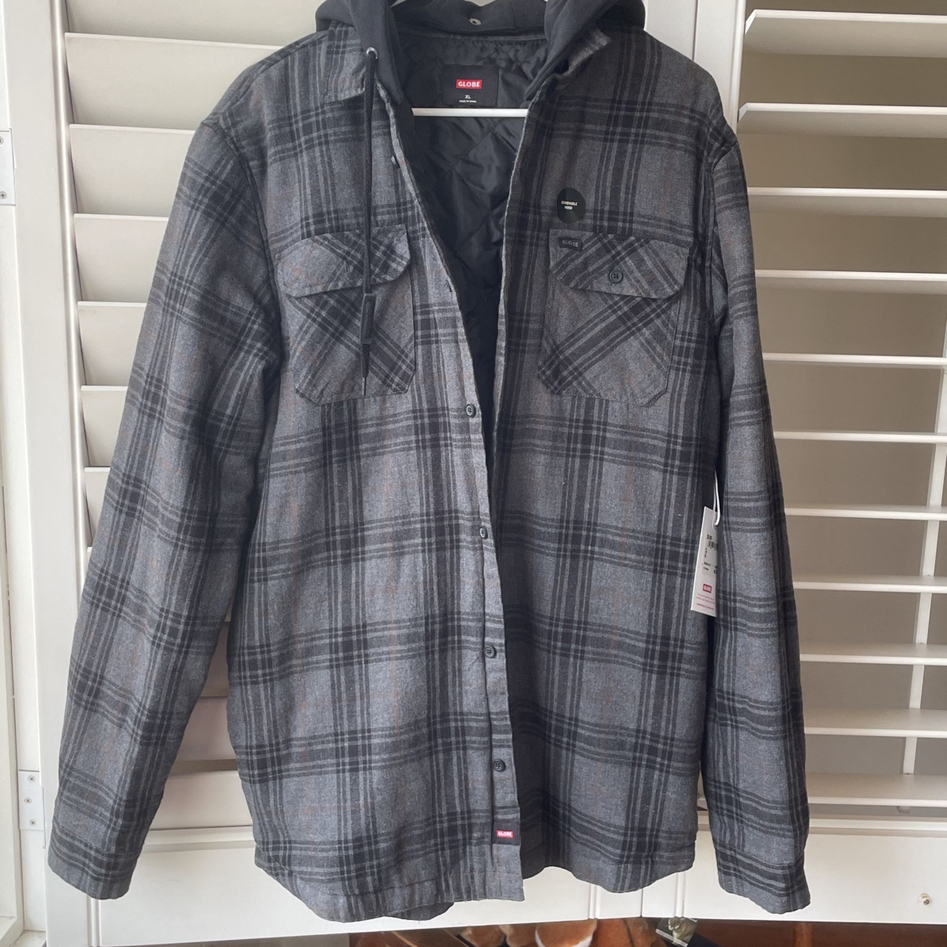 Men’s Black grey Plaid Jacket With hood