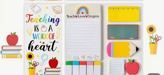 Teacher appreciation sticky note set with pen