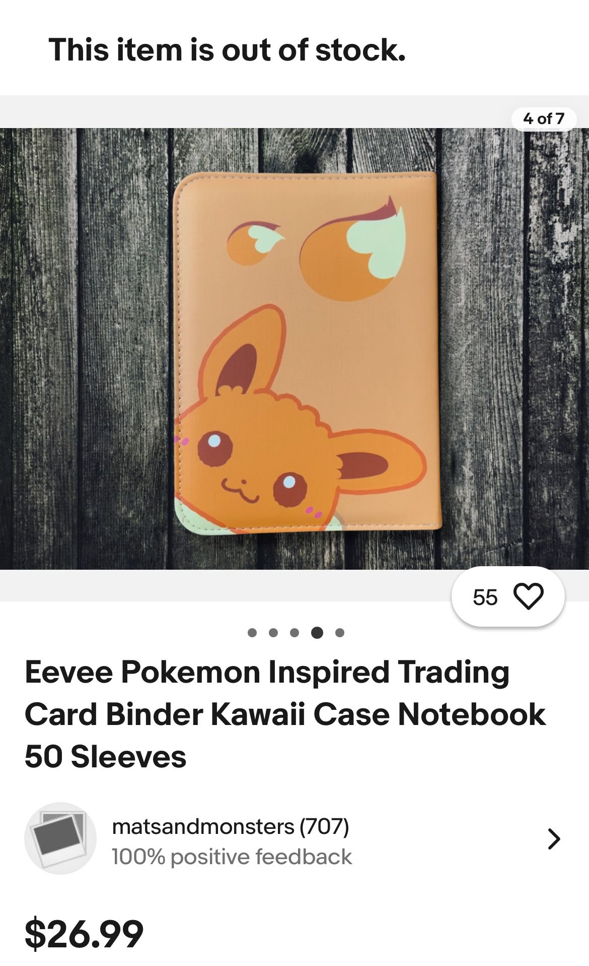 Eevee Pokemon Card Binder