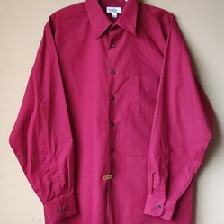 Van Heusen Long Sleeve Button Down Wrinkle Free Red Mens Dress Shirt Size 17 Botton Down 
