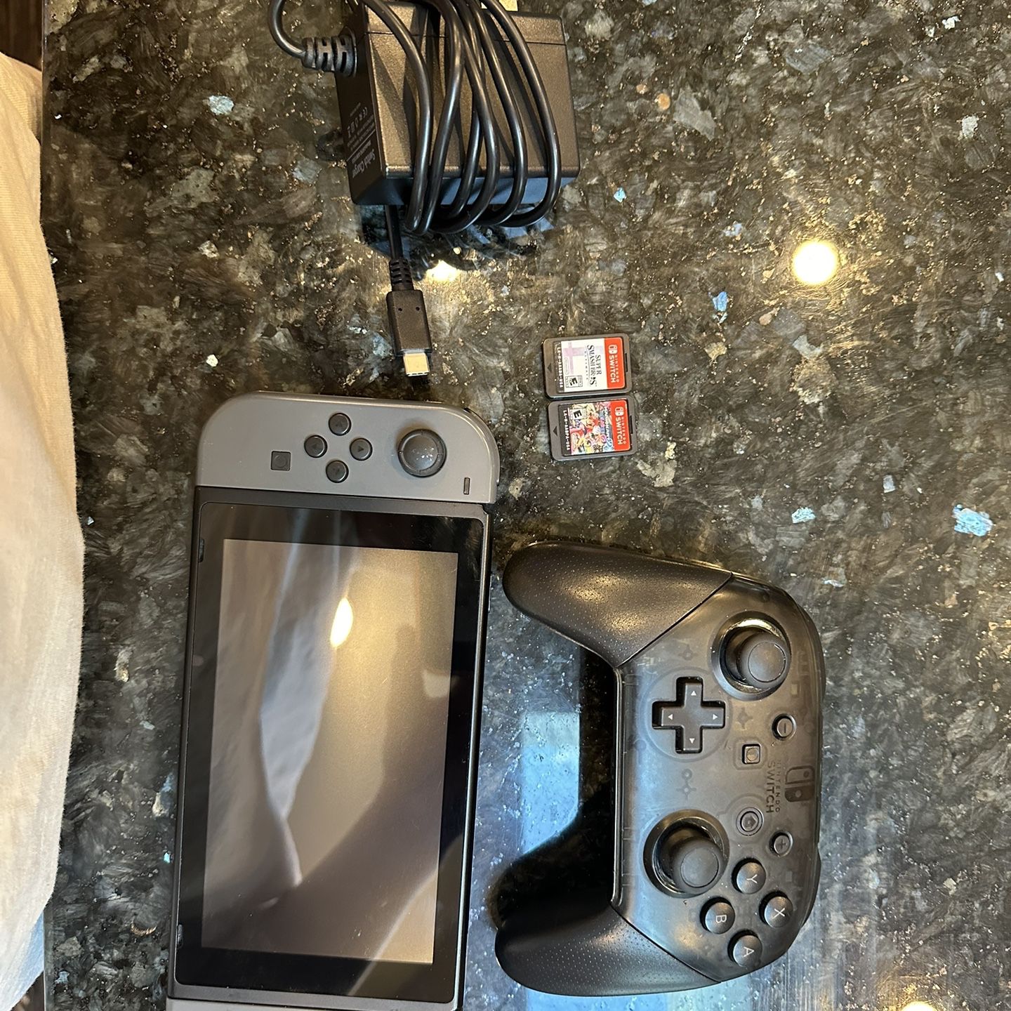 Nintendo Switch Grey With Pro Controller And 2 Games 