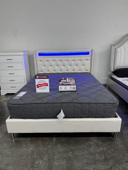 New Queen bed frame with mattress