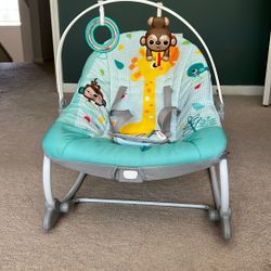 Bright Starts Wild Vibes Infant to Toddler Rocker with Vibrations, Unisex, Newborn +