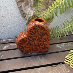 Mexican Hand Painted Heart Vase