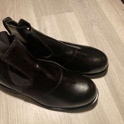 Addison Mens Black Leather Steel Toe Boots! 