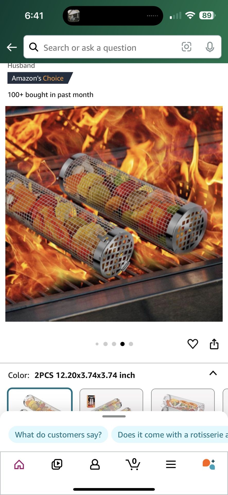 Brand New 1 Piece Rolling Grill Baskets, 2Pack Outdoor Veggies Grill BBQ Net Tube Tools Set, Stainless Steel Round Mesh Rotation Barbecue Cylinder Cag