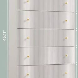 ✌️ Fluted Dresser for Bedroom, White 5 Drawer Dressers, Wood Tall Dresser Storage Organizer, Chest of Drawers with Deep Storage
