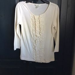 Women’s BANANA REPUBLIC Cotton/modal/tencel Off-white long sleeve pull over top… Size XS