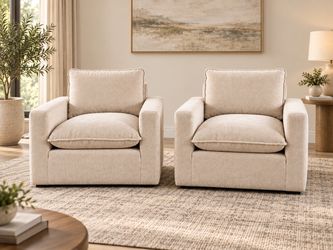 Set of 2 Sereen Fabric Swivel Accent Chair, Taupe