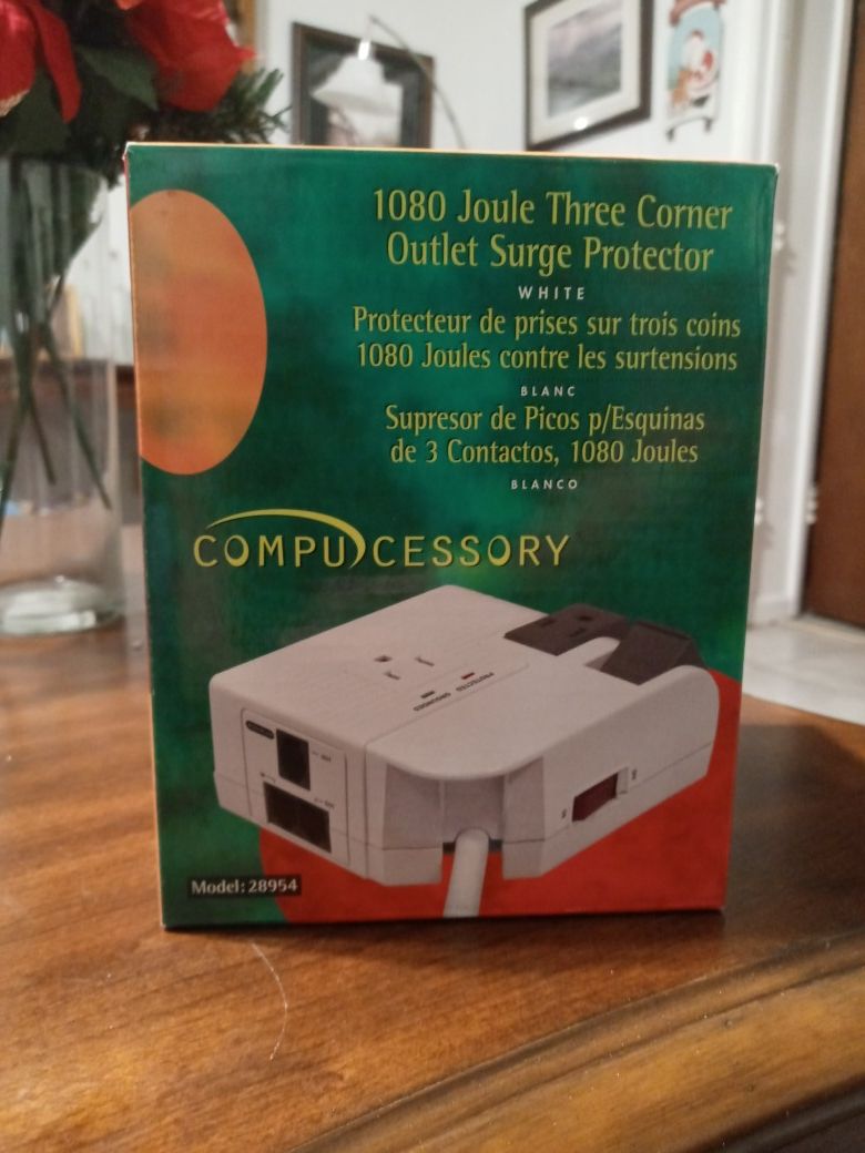 Compucessory 1080 Joule Three Corner Outlet Surge Protector