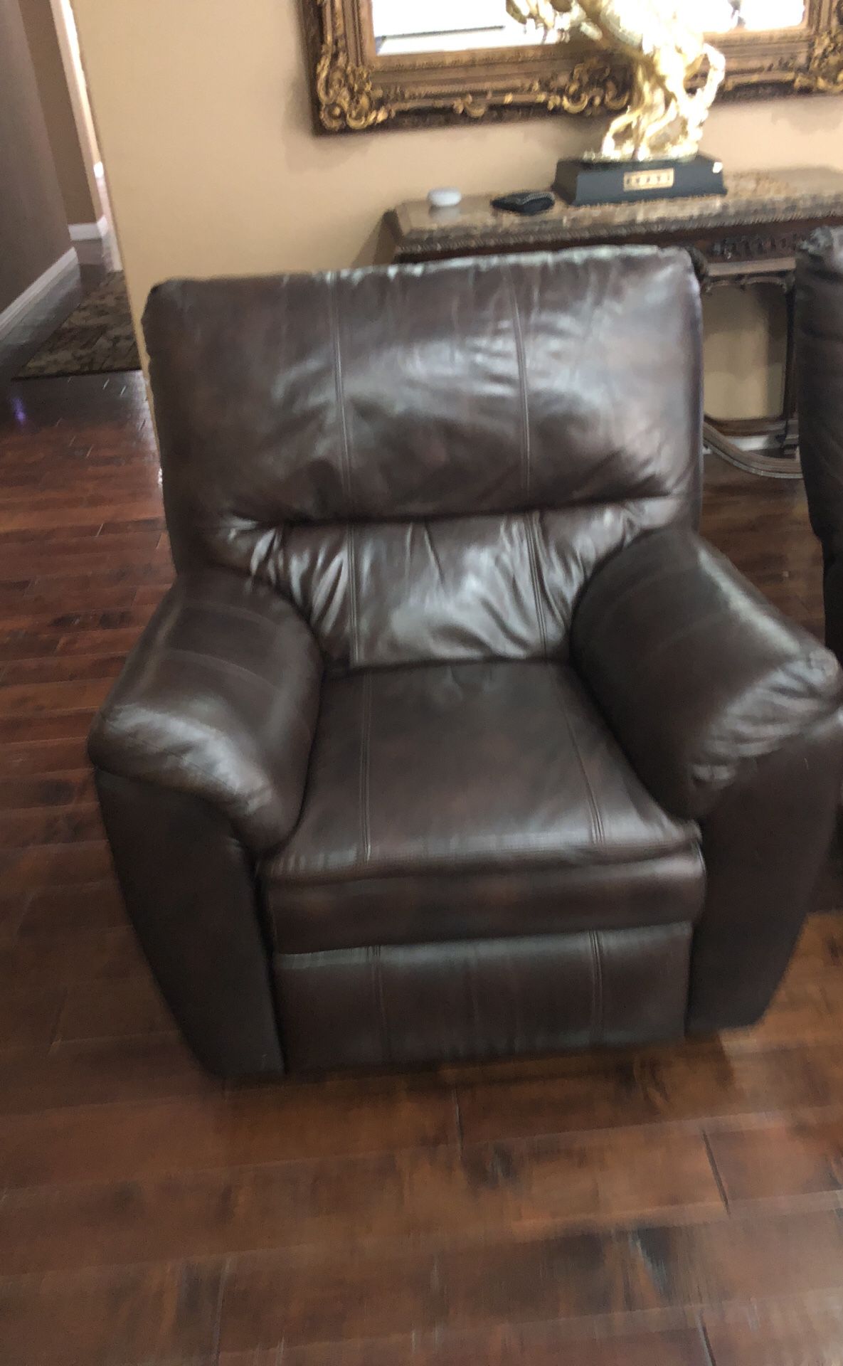 2 leather recliners dark brown excellent condition