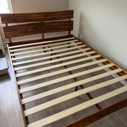 Queen Bed Frame, Acacia Aurora 800 lbs Capacity Bed Frame and Headboard Solid Wood Platform Bed