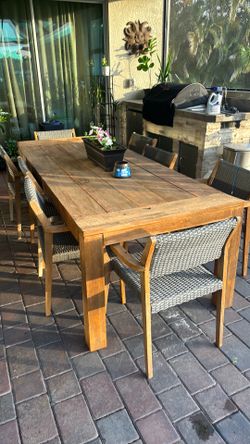 wood outdoor table.