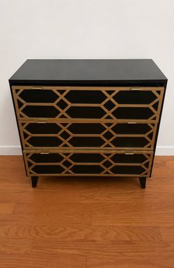 Black & Gold 3-Drawer Dresser / Accent Chest