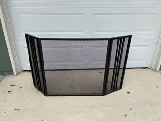 3-Panel Black Metal Fireplace Screen