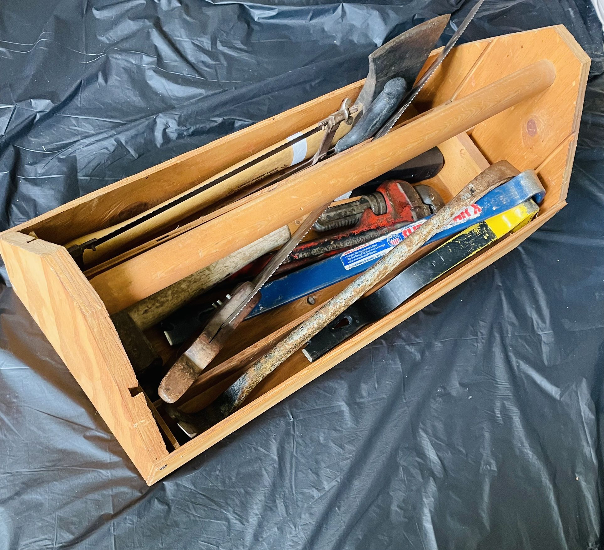 TOOLS-CARPENTERS TOOLBOX 11”W x 26”L x 10”H And TOOLS - See Description