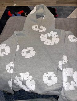 Grey Denim Tear Hoodie