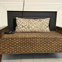 Wicker Bench + Storage Ottoman – Moving Sale Deal
