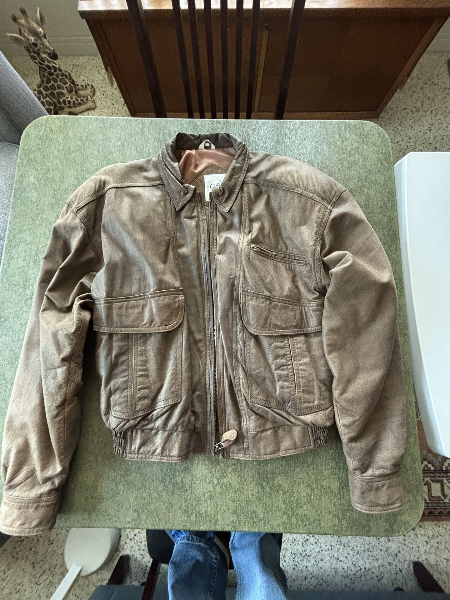 Brown Soft Leather Bomber Jacket