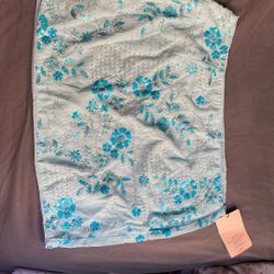 Blue Beaded Mini Skirt