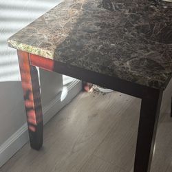 Set of 2 Faux Marble Top End Tables / Side Tables