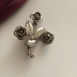 Valentine's Day  Special !! Silver Rose Brooch