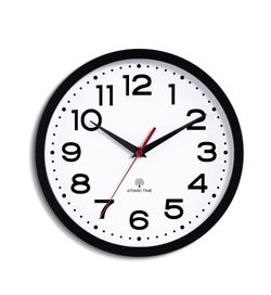 Atomic Wall Clock 12 Inch, Modern Clock Battery Operated Classic Analog Decorative for Kitchen, Living Room, Office, Bedroom, Bathroom (Black)