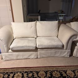 Couch And Love Seat With Handcrafted Table Lamp